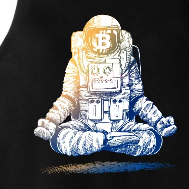 Bitcoin Cryptocurrency Yoga Astronaut Ladies Tri-Blend Wicking Tank