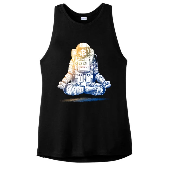 Bitcoin Cryptocurrency Yoga Astronaut Ladies Tri-Blend Wicking Tank