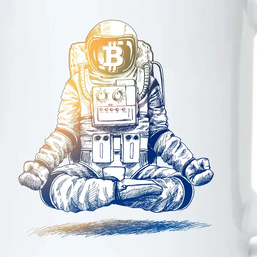 Bitcoin Cryptocurrency Yoga Astronaut Black Color Changing Mug