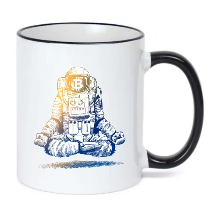 Bitcoin Cryptocurrency Yoga Astronaut Black Color Changing Mug