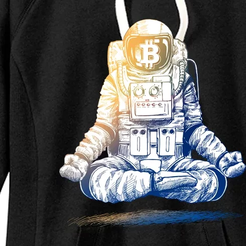 Bitcoin Cryptocurrency Yoga Astronaut Women's Fleece Hoodie