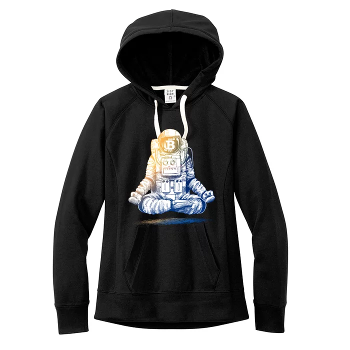 Bitcoin Cryptocurrency Yoga Astronaut Women's Fleece Hoodie