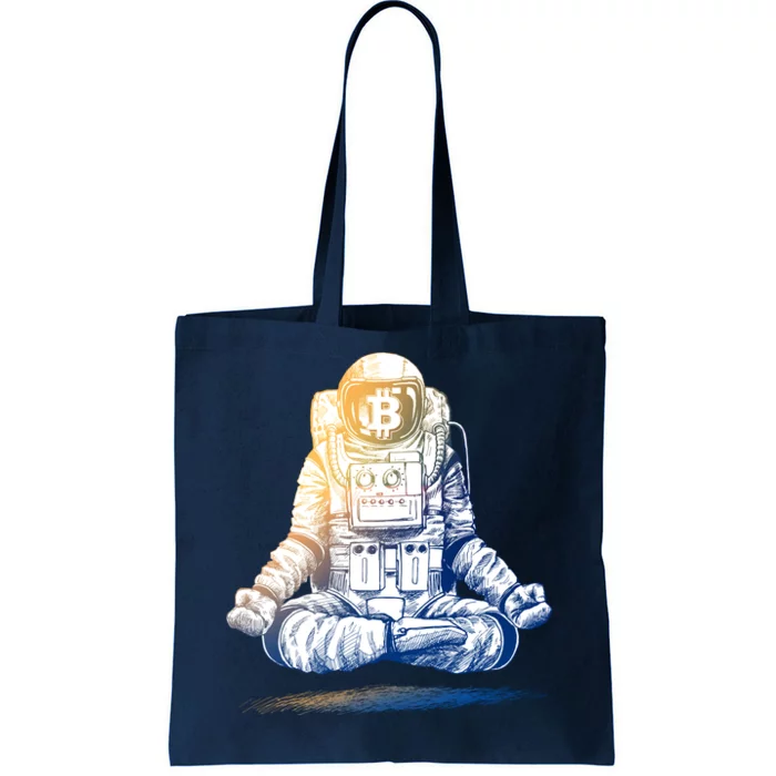 Bitcoin Cryptocurrency Yoga Astronaut Tote Bag