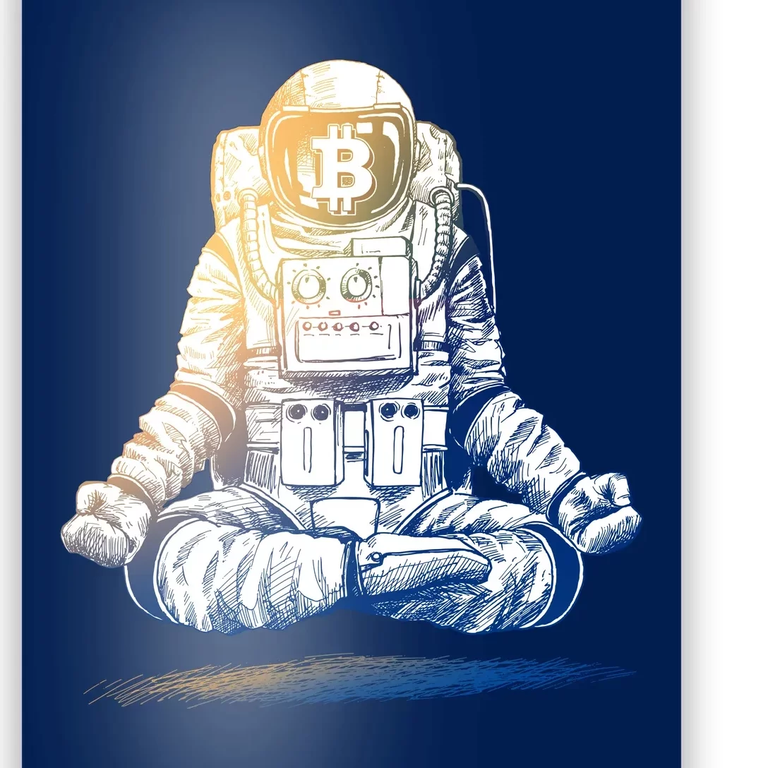 Bitcoin Cryptocurrency Yoga Astronaut Poster