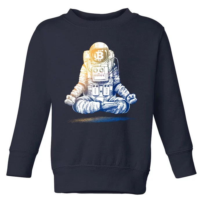 Bitcoin Cryptocurrency Yoga Astronaut Toddler Sweatshirt