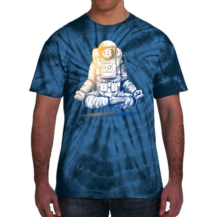 Bitcoin Cryptocurrency Yoga Astronaut Tie-Dye T-Shirt