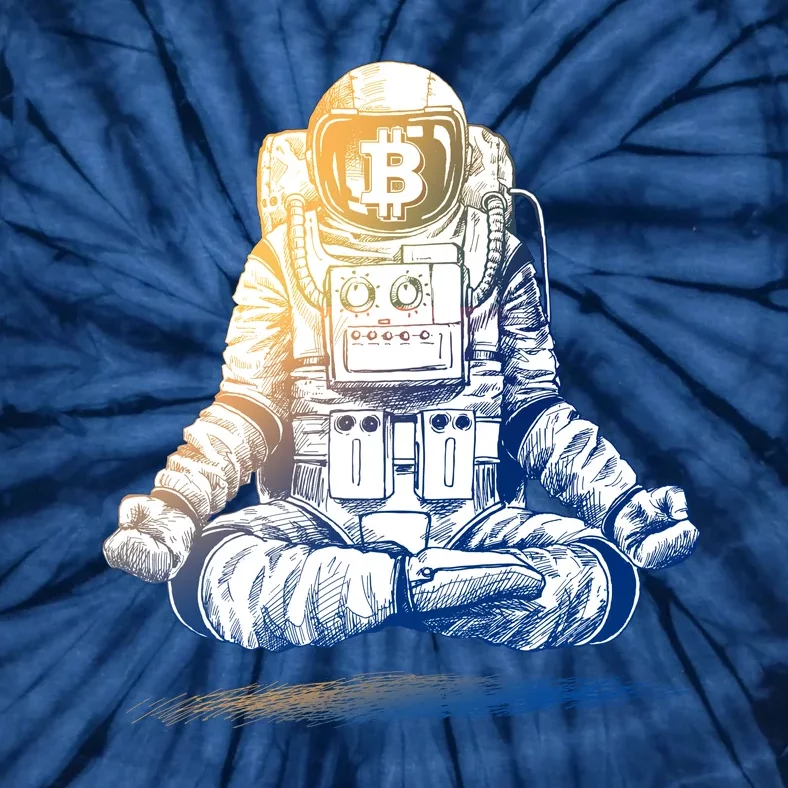 Bitcoin Cryptocurrency Yoga Astronaut Tie-Dye T-Shirt