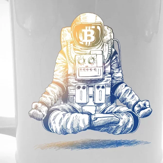 Bitcoin Cryptocurrency Yoga Astronaut Front & Back Beer Stein