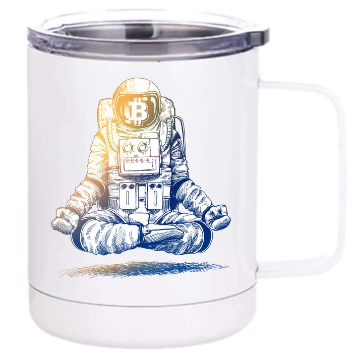 Bitcoin Cryptocurrency Yoga Astronaut Front & Back 12oz Stainless Steel Tumbler Cup