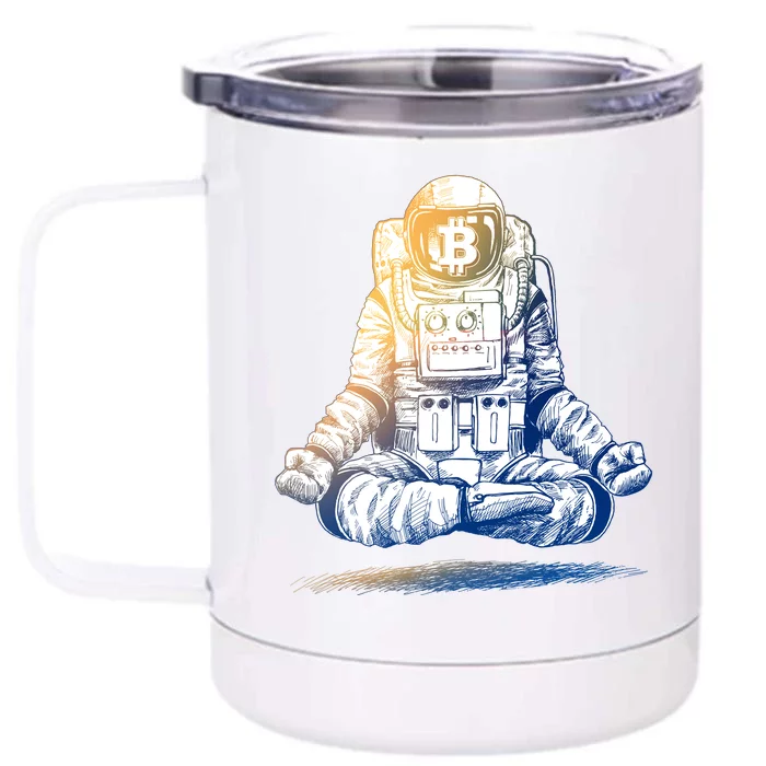 Bitcoin Cryptocurrency Yoga Astronaut Front & Back 12oz Stainless Steel Tumbler Cup