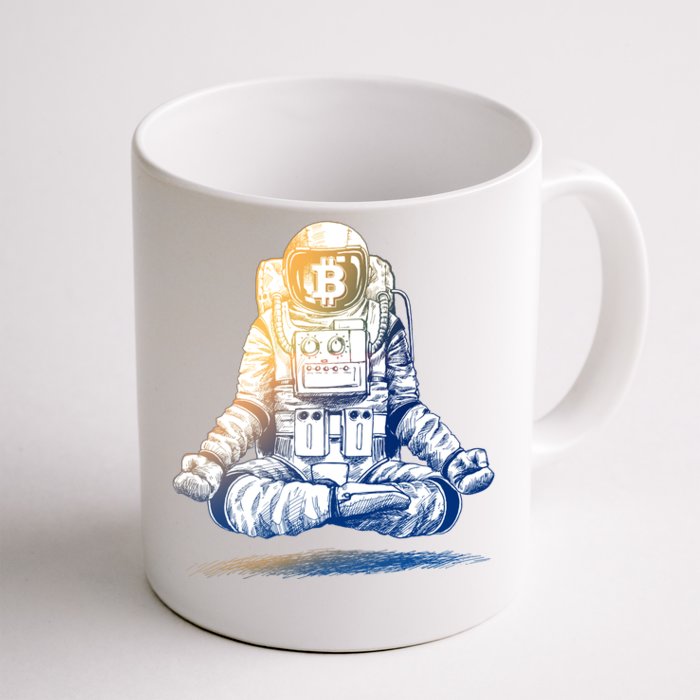 Bitcoin Cryptocurrency Yoga Astronaut Front & Back Coffee Mug