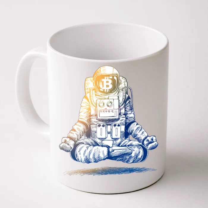 Bitcoin Cryptocurrency Yoga Astronaut Front & Back Coffee Mug