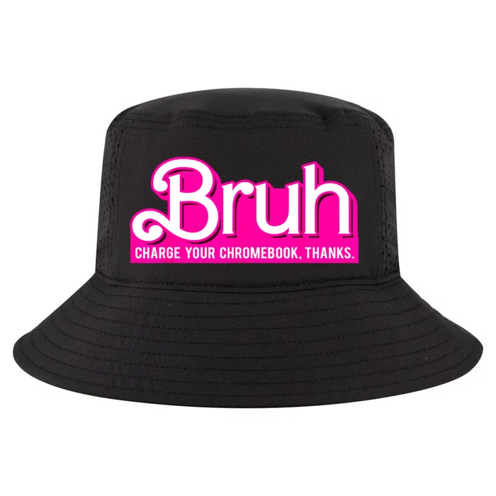 Bruh Charge Your Chromebook Thanks Pink Funny Teacher School Cool Comfort Performance Bucket Hat