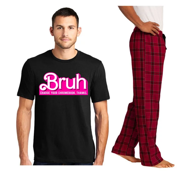 Bruh Charge Your Chromebook Thanks Pink Funny Teacher School Pajama Set