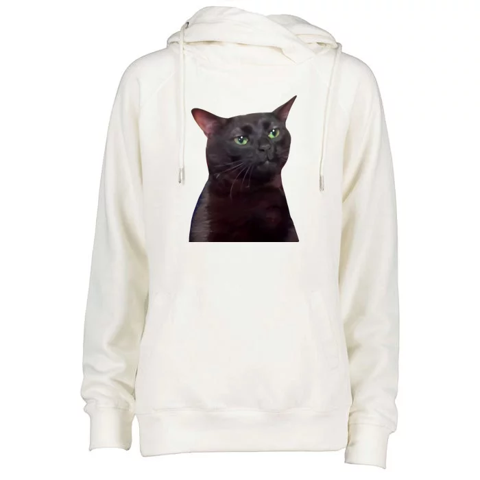 Black Cat Zoning Out Womens Funnel Neck Pullover Hood