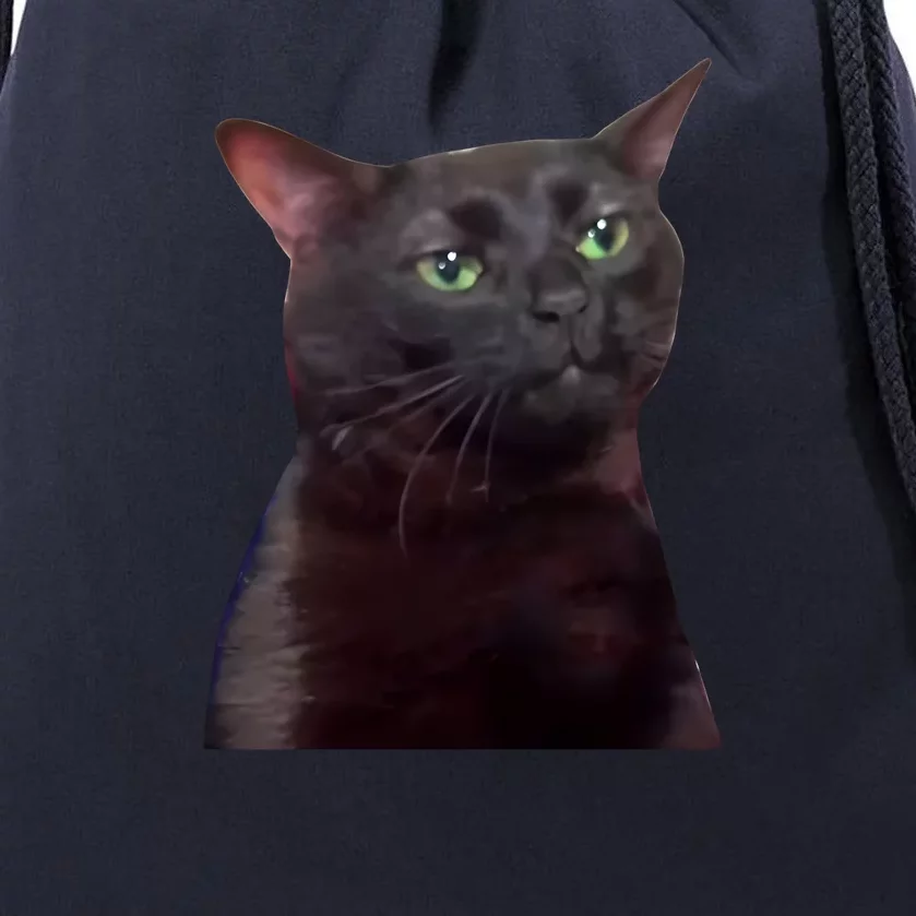 Black Cat Zoning Out Drawstring Bag