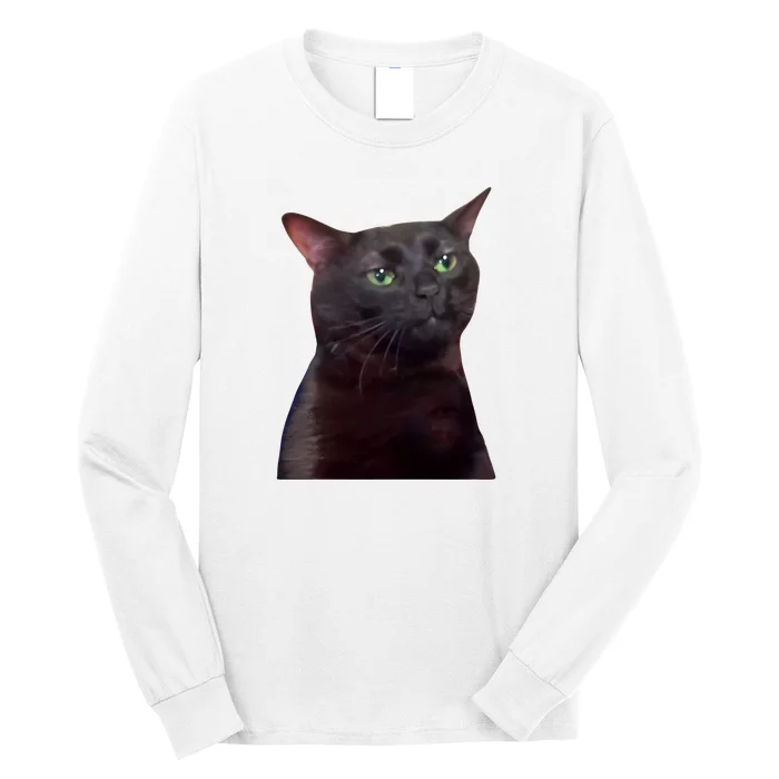 TeeShirtPalace | Black Cat Zoning Out Long Sleeve Shirt