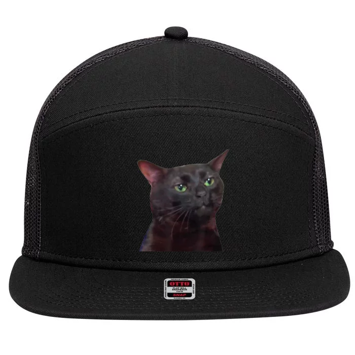 Black Cat Zoning Out 7 Panel Mesh Trucker Snapback Hat