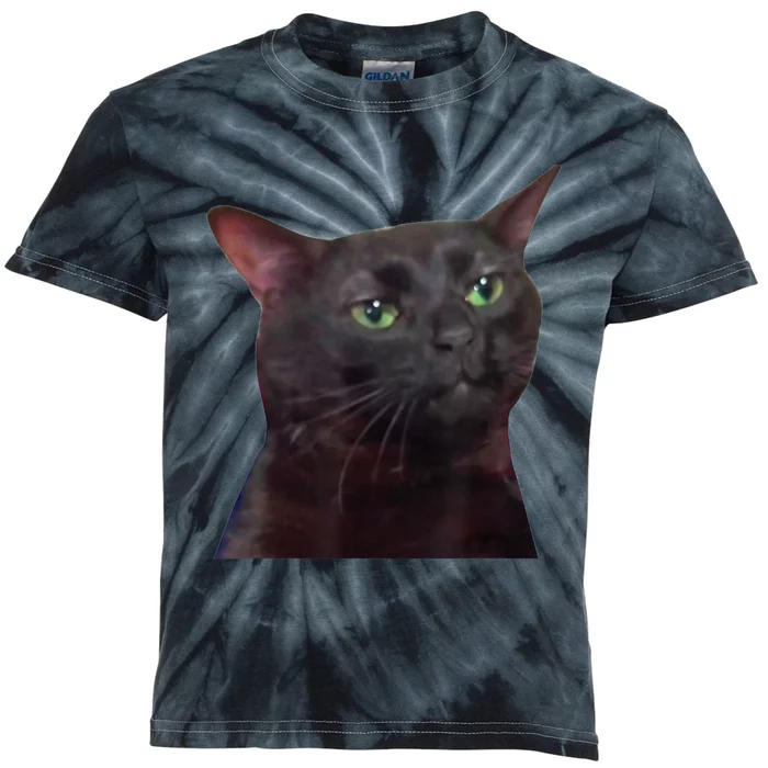 Black Cat Zoning Out Kids Tie-Dye T-Shirt