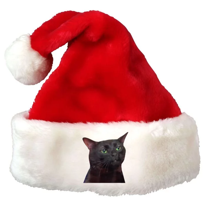 Black Cat Zoning Out Premium Christmas Santa Hat