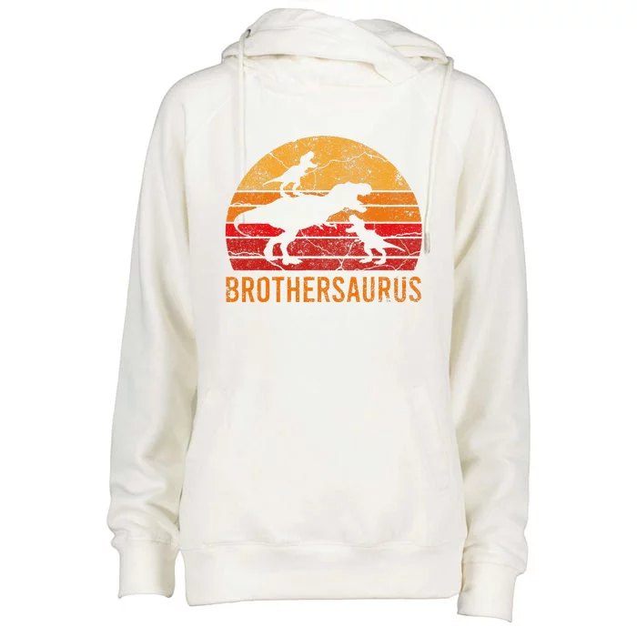 Brother Dinosaur 3 Funny Big Little Brothersaurus Gift Womens Funnel Neck Pullover Hood