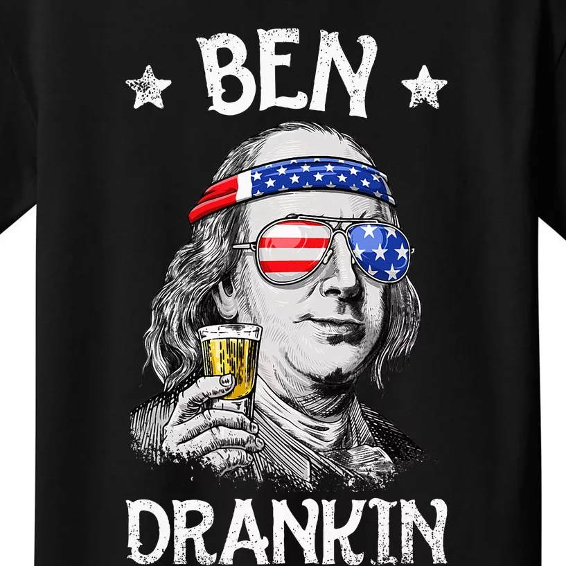 Ben Drankin 4th Of July Benjamin Franklin Usa Flag Kids T-Shirt