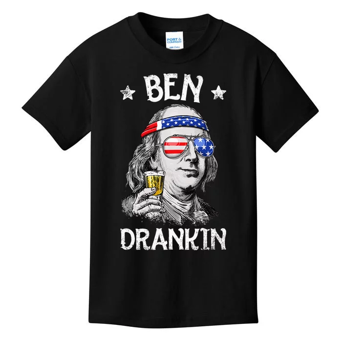 Ben Drankin 4th Of July Benjamin Franklin Usa Flag Kids T-Shirt