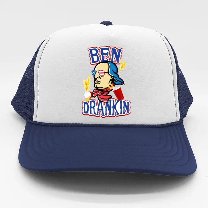 Ben Drankin 4th Of July Funny Beer Ing Beer Pong Top Funny Gift Trucker Hat