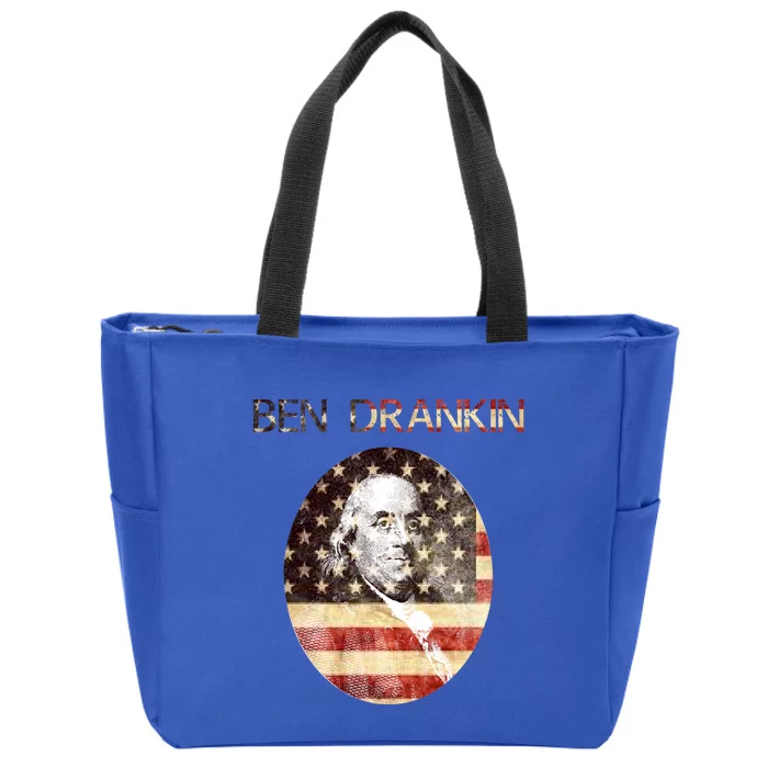 Ben Drankin 4th Of July Funny Benjamin Franklin Cute Gift Zip Tote Bag