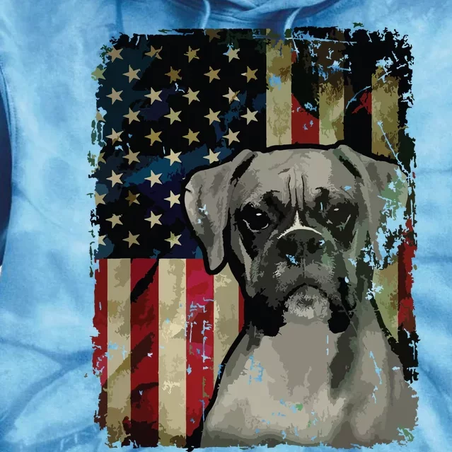 Boxer Dog 4th Of July American Flag Patriotic Tie Dye Hoodie