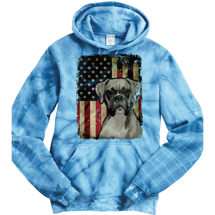 Boxer Dog 4th Of July American Flag Patriotic Tie Dye Hoodie