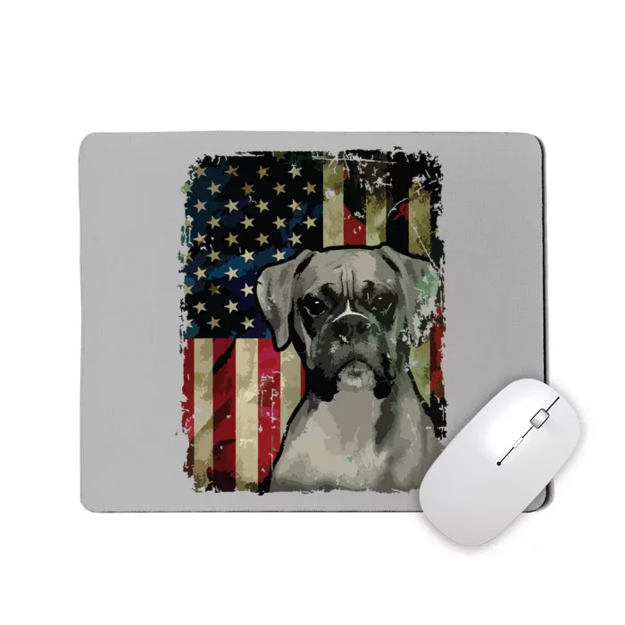 Boxer Dog 4th Of July American Flag Patriotic Mousepad