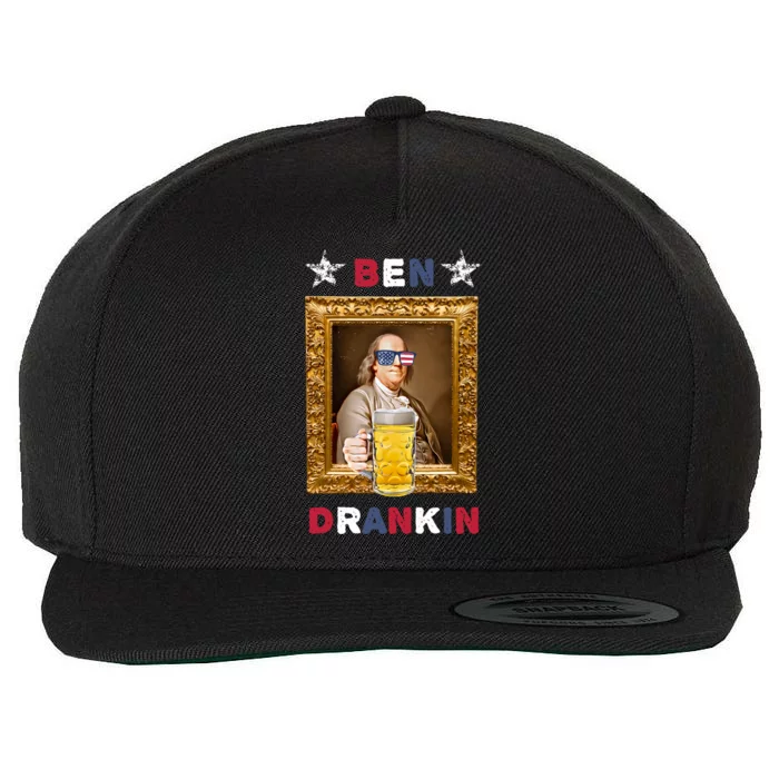 Ben Drankin 4th Of July Ben Franklin Usa Flag Gift Wool Snapback Cap