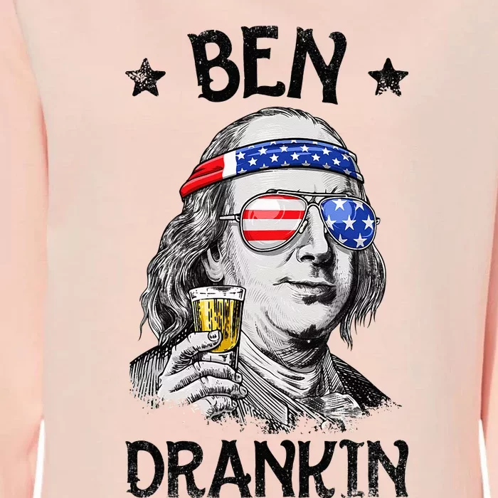 Ben Drankin 4th of July Benjamin Franklin American Flag Womens California Wash Sweatshirt