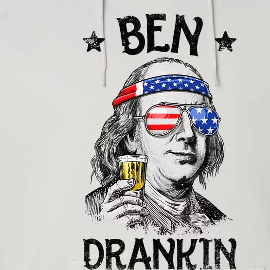 Ben Drankin 4th of July Benjamin Franklin American Flag Performance Fleece Hoodie