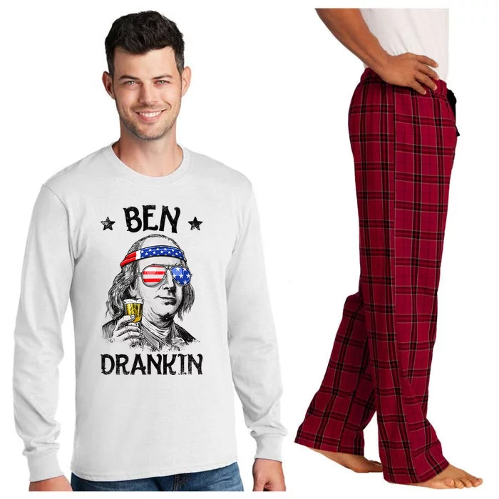 Ben Drankin 4th of July Benjamin Franklin American Flag Long Sleeve Pajama Set