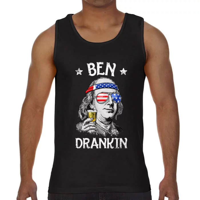 Ben Drankin 4th Of July Benjamin Franklin Women Usa Flag Comfort Colors® Tank Top