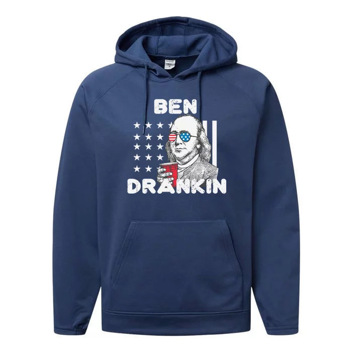 Ben Drankin 4th Of July Patriotic Funny Benjamin Franklin Meaningful Gift Performance Fleece Hoodie