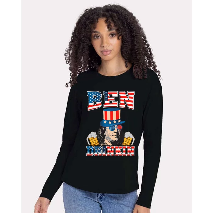 Ben Drankin 4th Of July Benjamin Franklin Usa Flag Gift Womens Cotton Relaxed Long Sleeve T-Shirt