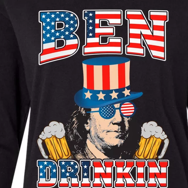 Ben Drankin 4th Of July Benjamin Franklin Usa Flag Gift Womens Cotton Relaxed Long Sleeve T-Shirt