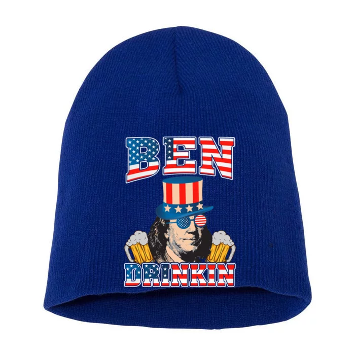 Ben Drankin 4th Of July Benjamin Franklin Usa Flag Gift Short Acrylic Beanie