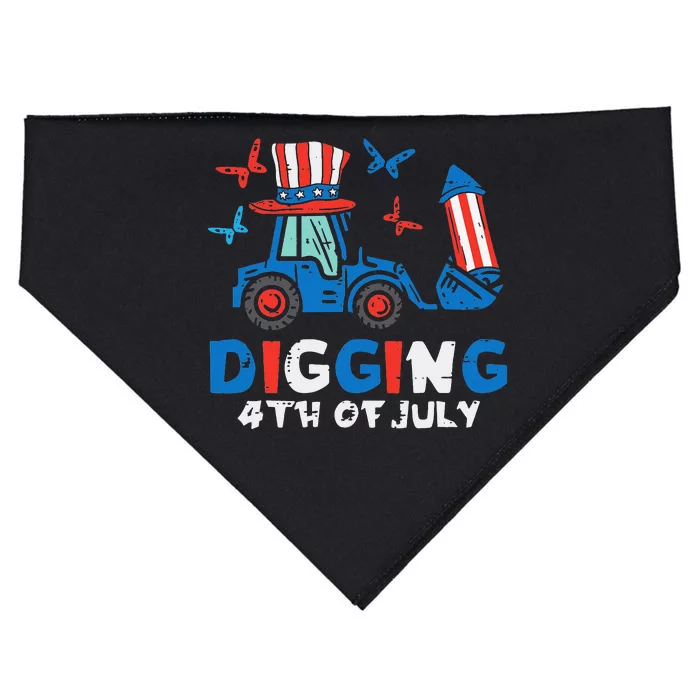 Bulldozer Digging 4th Of July July Fourth USA-Made Doggie Bandana