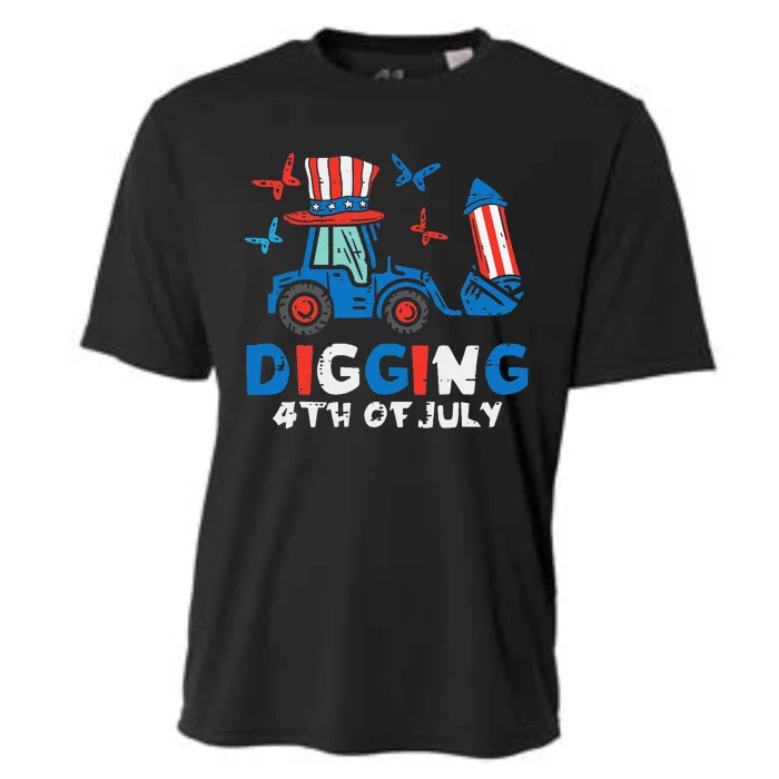 Bulldozer Digging 4th Of July July Fourth Cooling Performance Crew T-Shirt