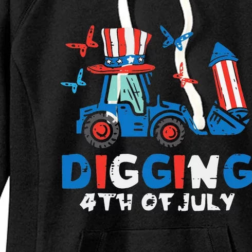 Bulldozer Digging 4th Of July July Fourth Women's Fleece Hoodie