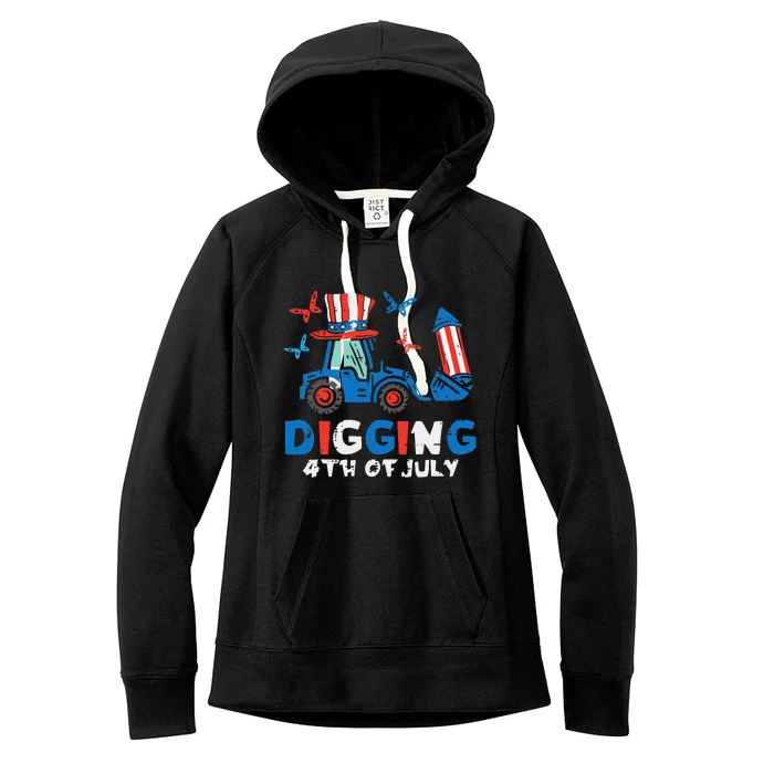 Bulldozer Digging 4th Of July July Fourth Women's Fleece Hoodie