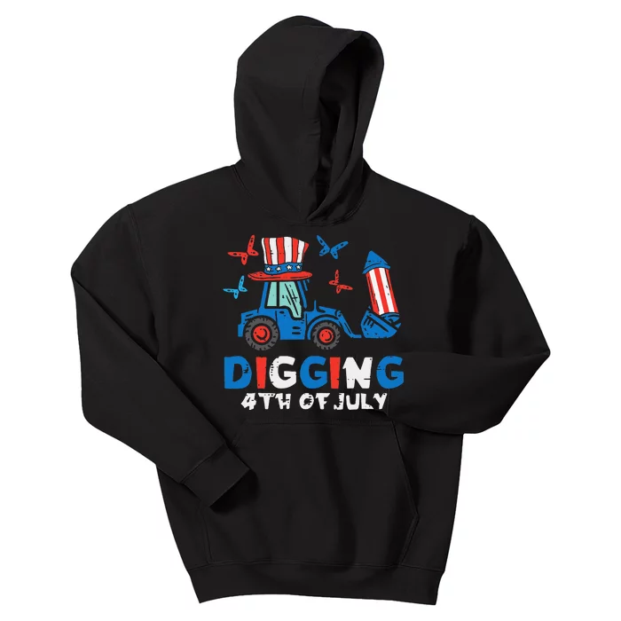 Bulldozer Digging 4th Of July July Fourth Kids Hoodie