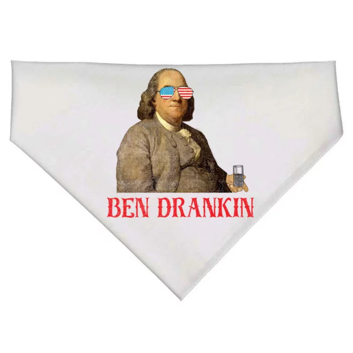 Ben Drankin 4th Of July Benjamin Franklin Usa Cool Gift USA-Made Doggie Bandana