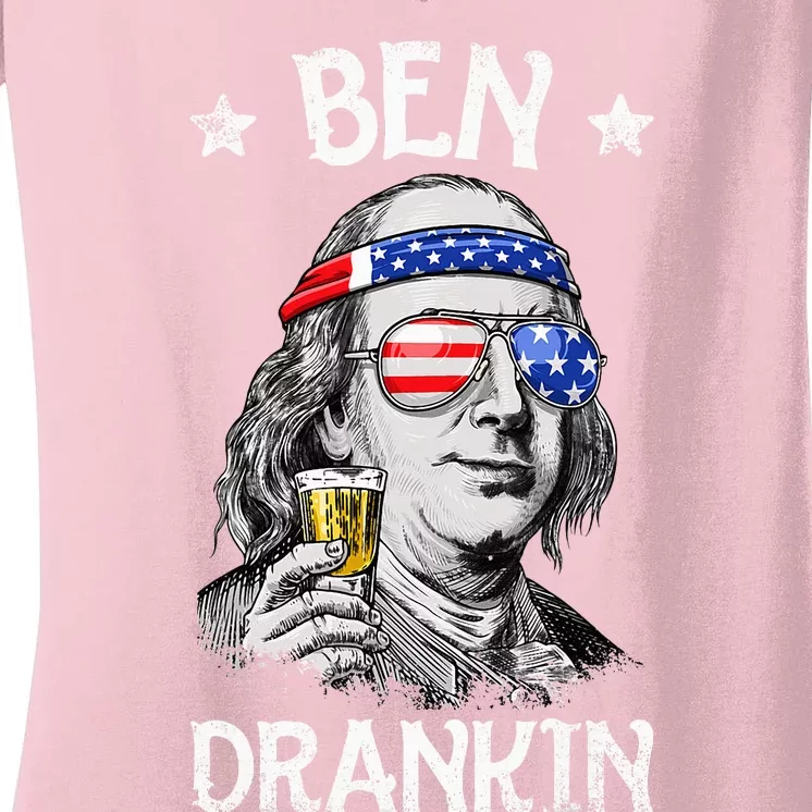 Ben Drankin 4th Of July Benjamin Franklin Women's V-Neck T-Shirt