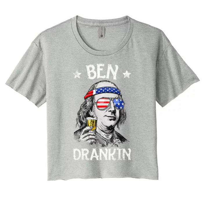 Ben Drankin 4th Of July Benjamin Franklin Women's Crop Top Tee