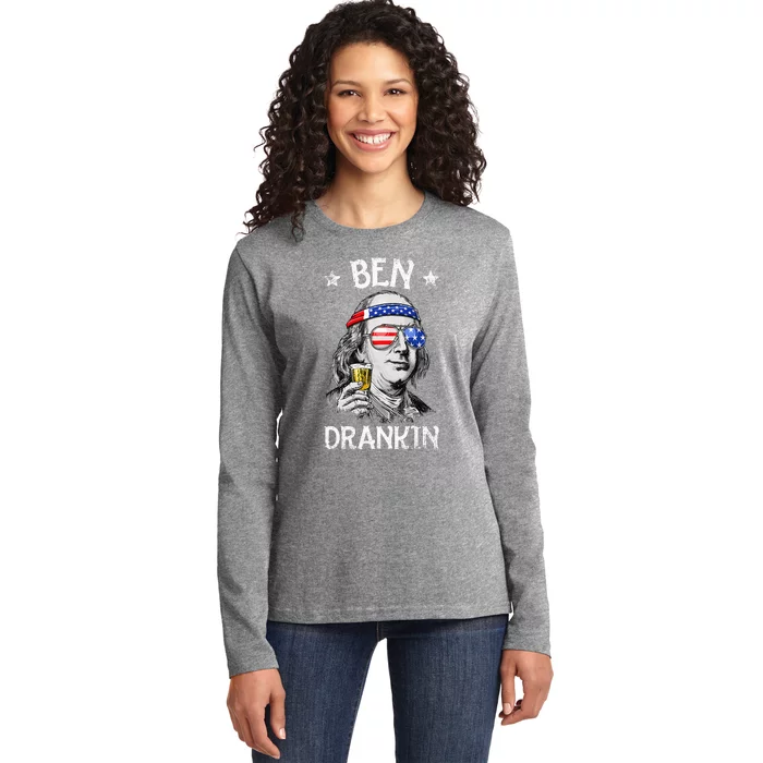 Ben Drankin 4th Of July Benjamin Franklin Ladies Long Sleeve Shirt